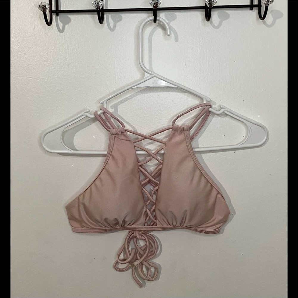 Blush Shimmer Caged Bikini Top